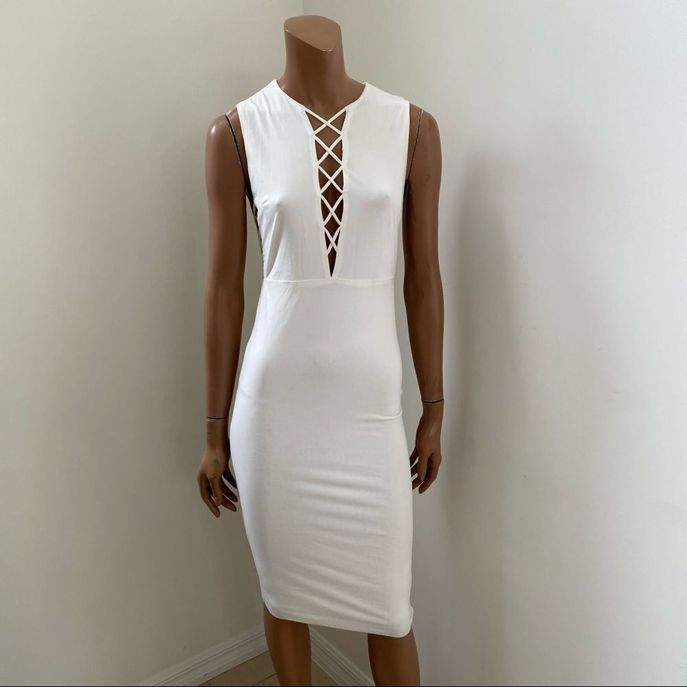 NEW Tea & Cup white cut out midi dress Small
